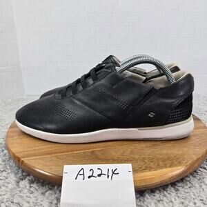 Kizik Womens 10 Boston Black Leather Hands-Free Comfort Casual Lifestyle Sneaker